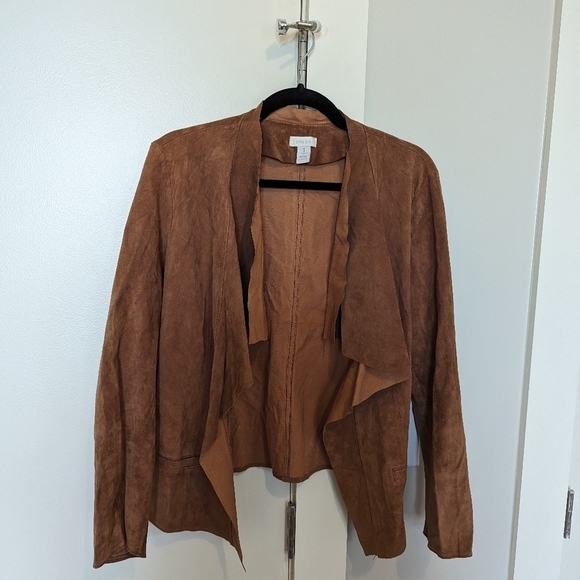 Chico's genuine suede open front jacket sz M - Picture 8 of 9